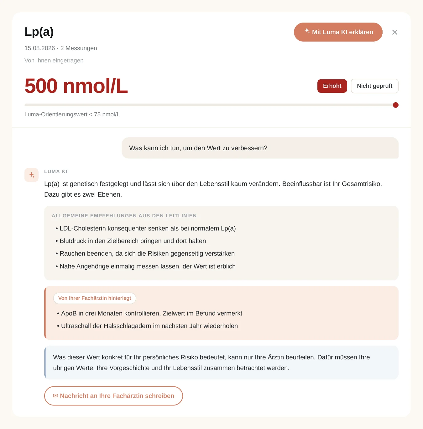 Ein einzelner Wert im Dashboard, erklärt durch die Luma KI